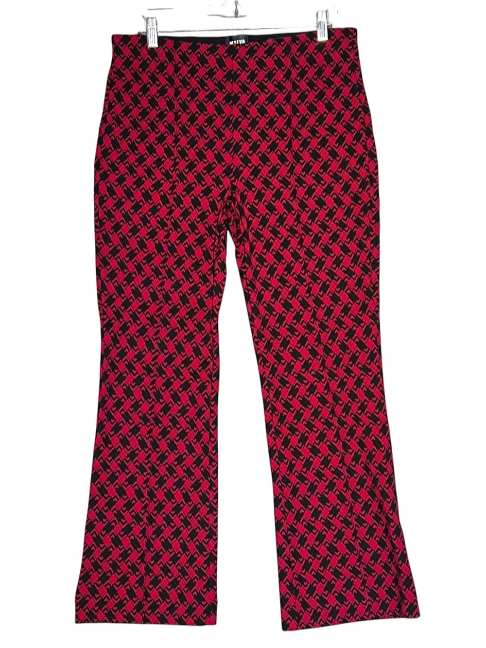 MAEVE Anthropologie Red Black Geometric The Margo Stretch Cropped Flare Pants L - Picture 2 of 16